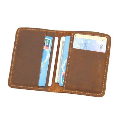 Credit Card Luxury Full Grain Leather Burnished Finish Bifold Front Pocket Slim Wallet