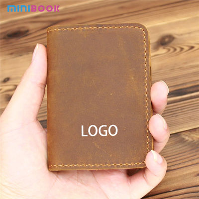 Credit Card Luxury Full Grain Leather Burnished Finish Bifold Front Pocket Slim Wallet