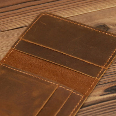 Credit Card Luxury Full Grain Leather Burnished Finish Bifold Front Pocket Slim Wallet