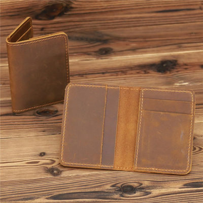 Credit Card Luxury Full Grain Leather Burnished Finish Bifold Front Pocket Slim Wallet