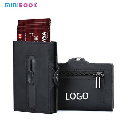 Low MOQ Mix Models RFID Blocking Aluminum Cards Holder Wallet Saffiano Leather Card Holder For Men