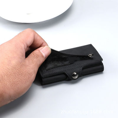 Low MOQ Mix Models RFID Blocking Aluminum Cards Holder Wallet Saffiano Leather Card Holder For Men