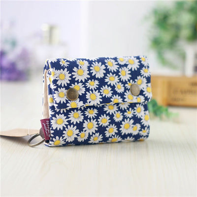 None Pattern Type Denim Canvas Wallet Creative Tri-Fold Design for Keys and Cards