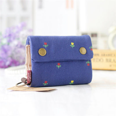 None Pattern Type Denim Canvas Wallet Creative Tri-Fold Design for Keys and Cards