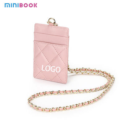 High Qualtiy GENUINE LEATHER ID Card Holder Badge Strap for Women Dropship