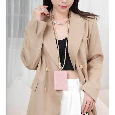 High Qualtiy GENUINE LEATHER ID Card Holder Badge Strap for Women Dropship