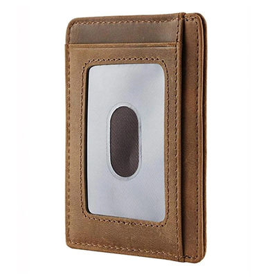 Credit Card Genuine Leather Men's Wallet with Crazy Horse Pickup Bag Minimalist Desig
