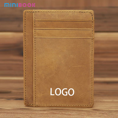 Credit Card Genuine Leather Men's Wallet with Crazy Horse Pickup Bag Minimalist Desig