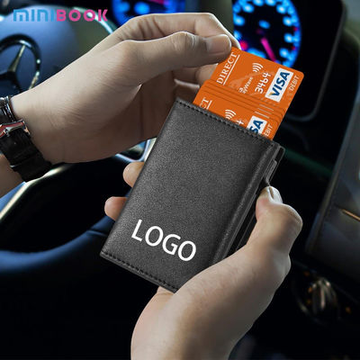 Business RFID Blocking Smart Pop Up Genuine Leather Credit Card Holder Wallet for Men