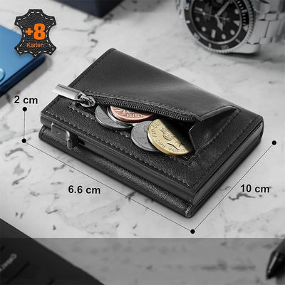 Business RFID Blocking Smart Pop Up Genuine Leather Credit Card Holder Wallet for Men