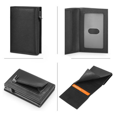 Business RFID Blocking Smart Pop Up Genuine Leather Credit Card Holder Wallet for Men