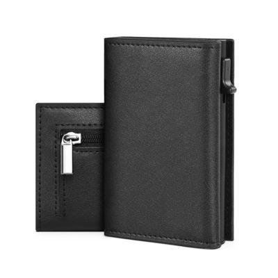 Business RFID Blocking Smart Pop Up Genuine Leather Credit Card Holder Wallet for Men