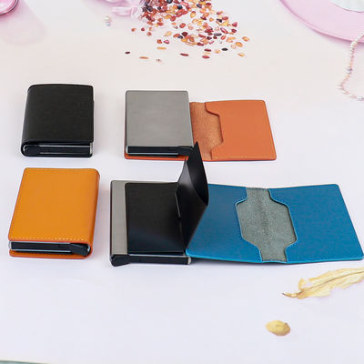 OEM/ODM Custom Logo Business Credit Card Holder with RFID Blocking and Pop Up Design