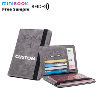 Leather Passport Cover Case Stamping Simple Plane for Travel Document and Credit Card