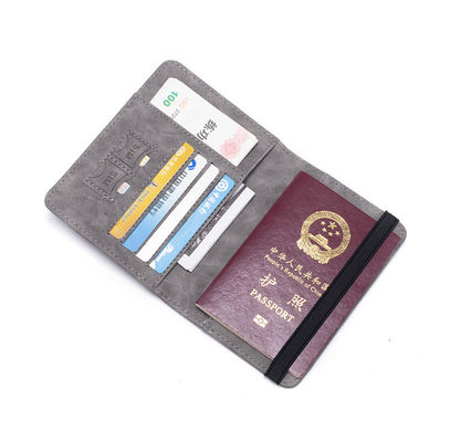 Leather Passport Cover Case Stamping Simple Plane for Travel Document and Credit Card
