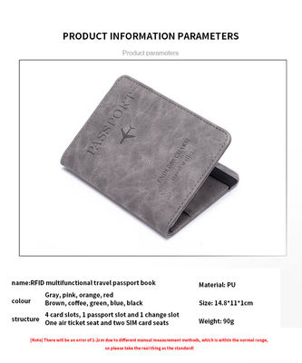 Leather Passport Cover Case Stamping Simple Plane for Travel Document and Credit Card