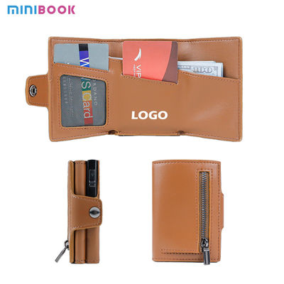 Custom Logo Travel Minimalist Metal Wallet with RFID Blocking and Auto Pop Up Feature