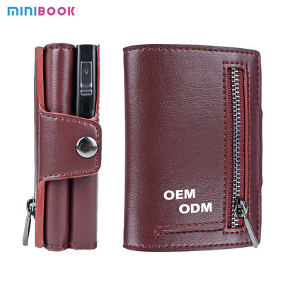 RFID Credit Card Holder Wallet with Aluminium Leather and Pop up Feature in PU Leather