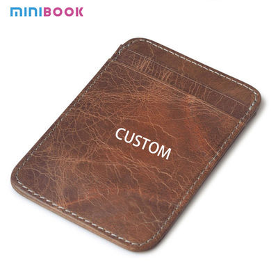 Professional Cowhide Man Leather Business Card Holder 10.2CM*6.8CM*0.3CM Package Size