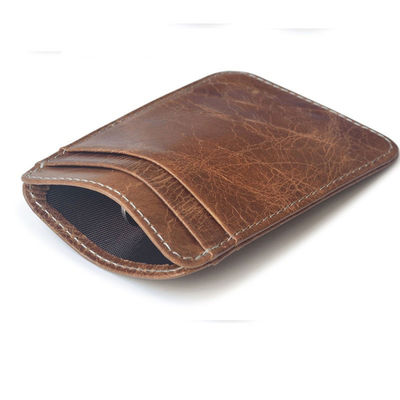 Professional Cowhide Man Leather Business Card Holder 10.2CM*6.8CM*0.3CM Package Size