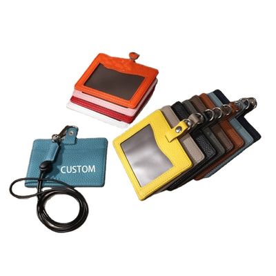Low MOQ Mix Models Genuine Leather Work Badge Card Holder for Student Bus Access Card
