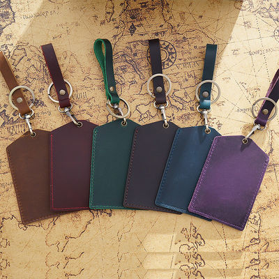 Functional and Secure Cowhide Mini Bus Card Holder Keychain for All-in-One Protection