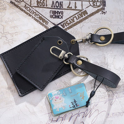 Functional and Secure Cowhide Mini Bus Card Holder Keychain for All-in-One Protection