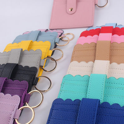 Luxury Women's PU Leather Business Card Holder with Keychain and ID Credit Card Slots