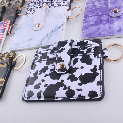 Luxury Women's PU Leather Business Card Holder with Keychain and ID Credit Card Slots