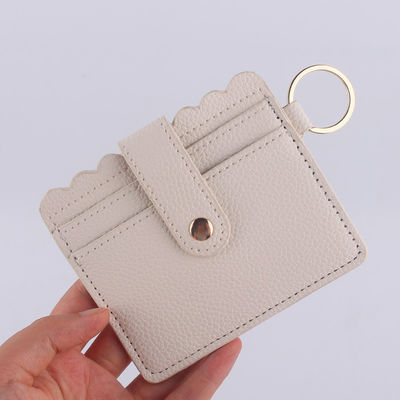 Luxury Women's PU Leather Business Card Holder with Keychain and ID Credit Card Slots