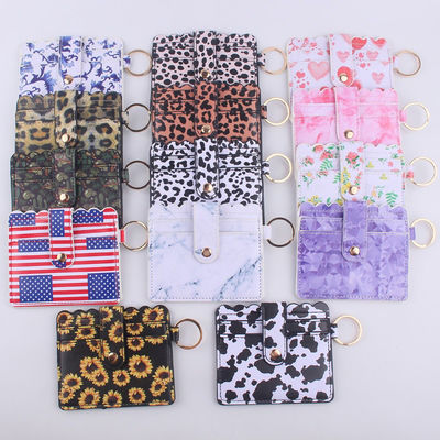 Luxury Women's PU Leather Business Card Holder with Keychain and ID Credit Card Slots