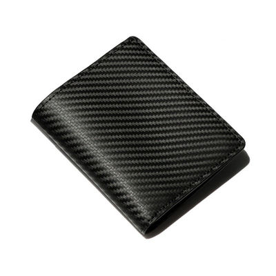 Carbon Fiber Pocket Coin Purse PU Card Holder Business Wallet Multifunctional Vertical Bifold Bag
