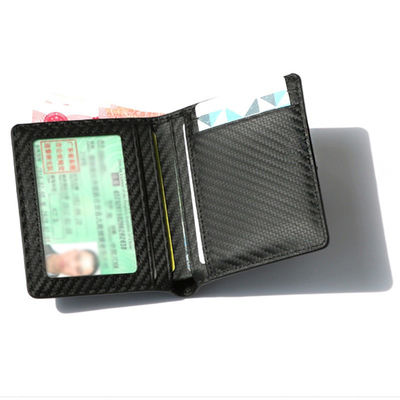 Carbon Fiber Pocket Coin Purse PU Card Holder Business Wallet Multifunctional Vertical Bifold Bag