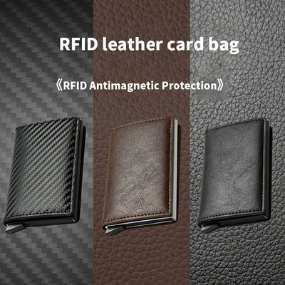 Stylish Black Carbon Fiber Leather Credit Card Holder Wallet for Men's Business Needs