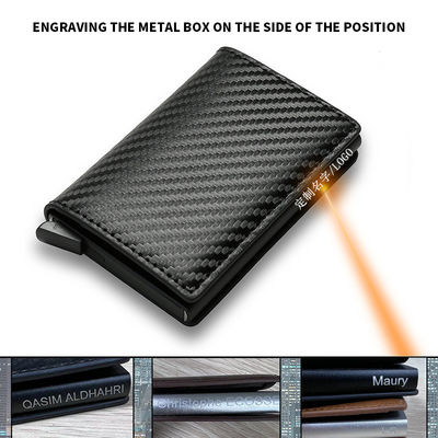 Stylish Black Carbon Fiber Leather Credit Card Holder Wallet for Men's Business Needs