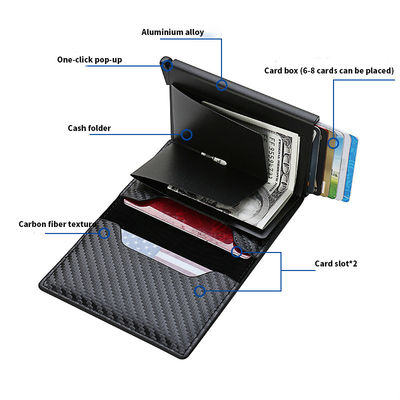 Stylish Black Carbon Fiber Leather Credit Card Holder Wallet for Men's Business Needs