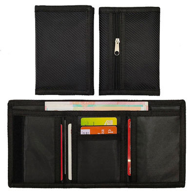 Oxford Nylon Short Trifold Mens Zip Around Wallet With Coin Pockets for Globetrotters