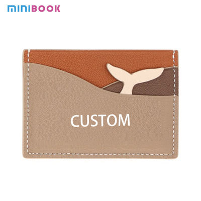 Customizable Small Slim Leather Cardholder with RFID-Blocking Real Leather ID Holder