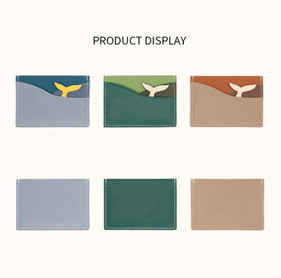 Customizable Small Slim Leather Cardholder with RFID-Blocking Real Leather ID Holder
