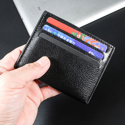 Low MOQ Mix Models Custom Logo Soft Leather Simple Pebbled Leather Credit Card Holder