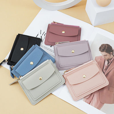 Personalized PU Leather Card Holder Wallet for Women Metal Bead Custom Logo Personalized