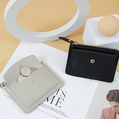 Personalized PU Leather Card Holder Wallet for Women Metal Bead Custom Logo Personalized