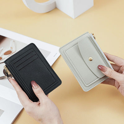 Personalized PU Leather Card Holder Wallet for Women Metal Bead Custom Logo Personalized
