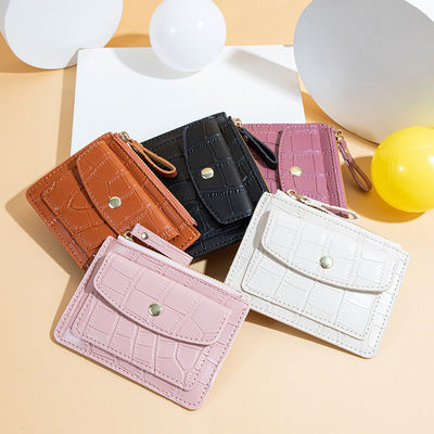Personalized PU Leather Card Holder Wallet for Women Metal Bead Custom Logo Personalized