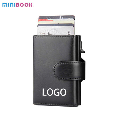 Microfiber Synthetic Leather Metal Card Holder Wallet for Business and RFID Protection