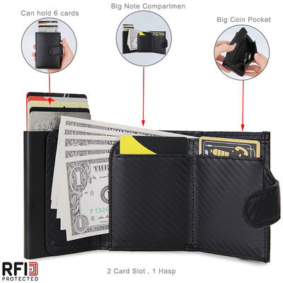 Microfiber Synthetic Leather Metal Card Holder Wallet for Business and RFID Protection