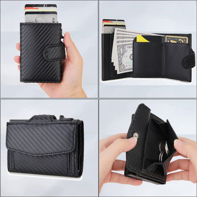 Microfiber Synthetic Leather Metal Card Holder Wallet for Business and RFID Protection