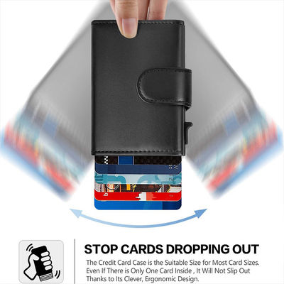 Microfiber Synthetic Leather Metal Card Holder Wallet for Business and RFID Protection