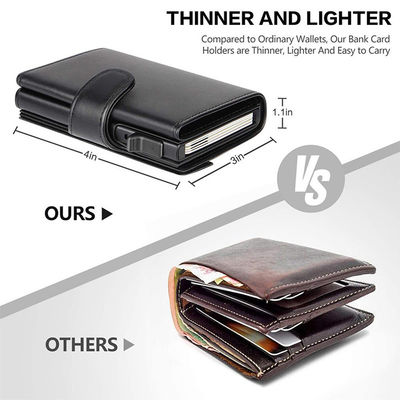 Microfiber Synthetic Leather Metal Card Holder Wallet for Business and RFID Protection