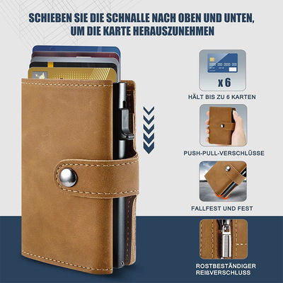 GENUINE LEATHER Light Thin RFID Aluminium Slim Card Holder Wallet Low MOQ Mix Models